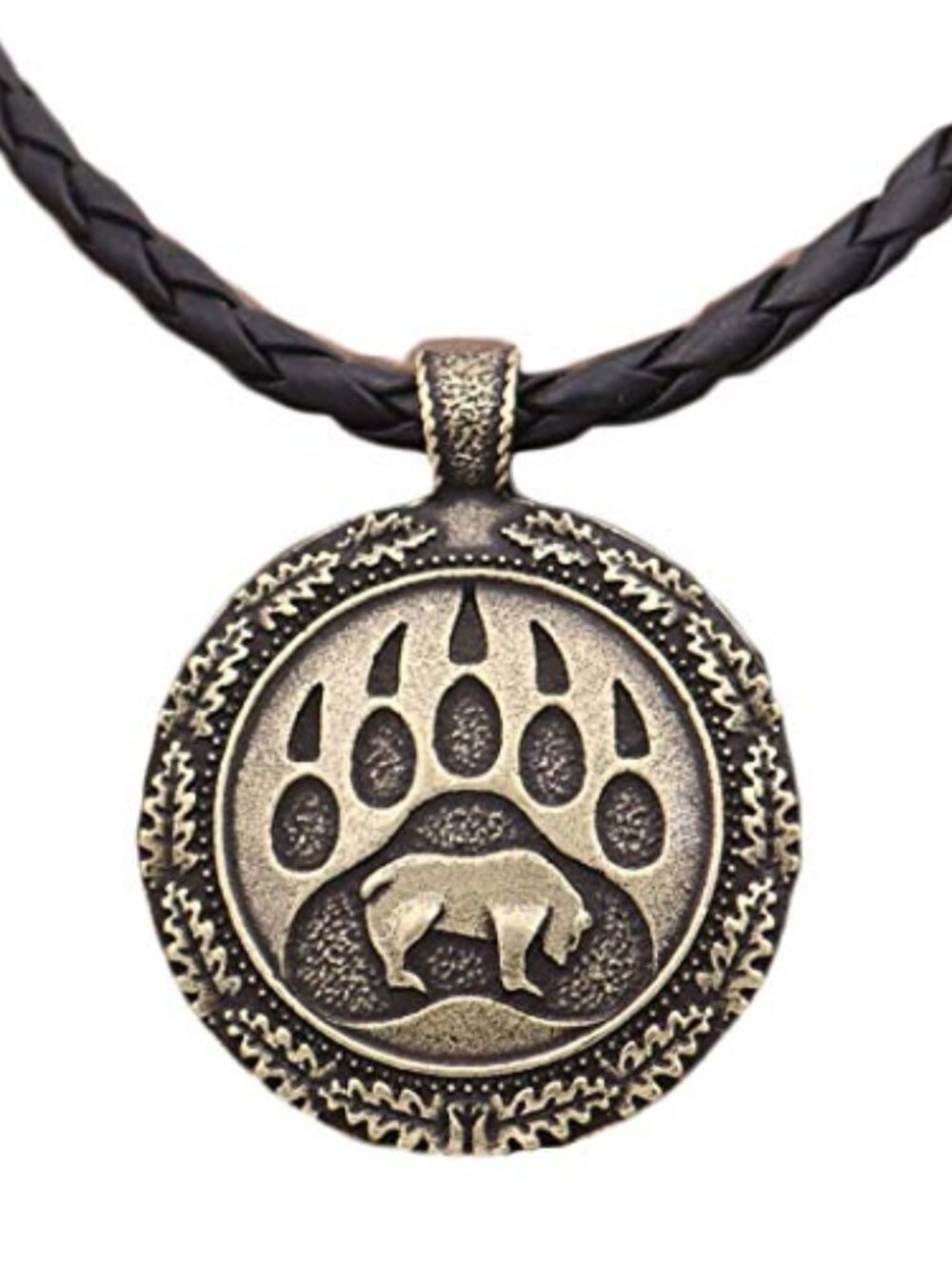 New - Viking Polar Bear Necklaces Animals Pawprint Big Round Disc Pendant Bear